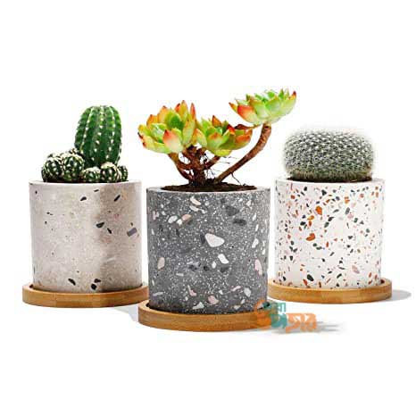 Mosaic Pattern Cylinder Shape Flower Pot