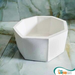 Octagon Cement Flower Tub White Color