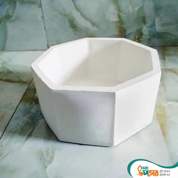Octagon Cement Flower Tub White Color