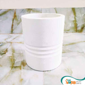 Ring Design Cylinder Cement Pot White Colors