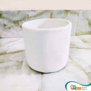 Round Half Cement Flowers Tub White Color