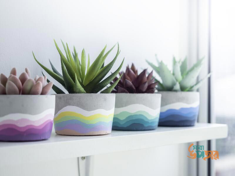 Round Shape Custom Colors Cement Plant pot