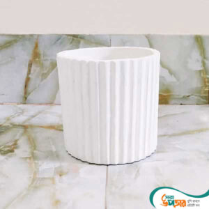 Zigzag Indoor Cement Plant Pot White Colors